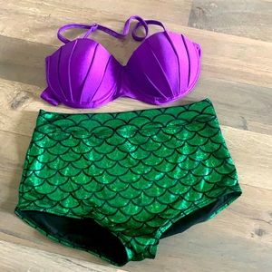 Green mermaid swim suit bikini XL